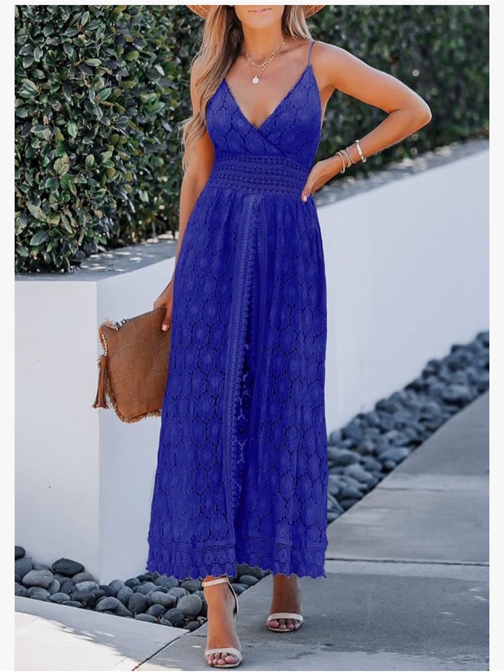 Cupshe Royal Blue Lace High-Low Jumpsuit Romper - Picture 2 of 10
